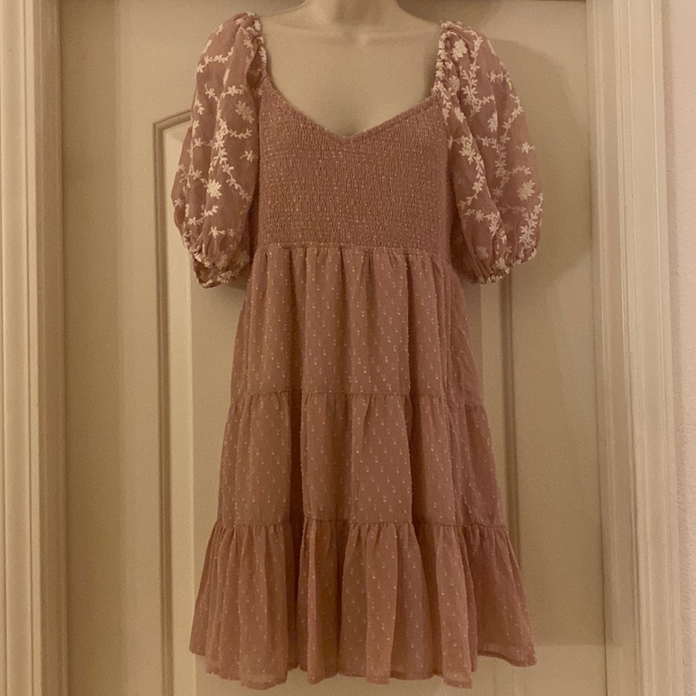 Lovecolétte Solid Textured Woven Mini Dress Flying Tomato‎
